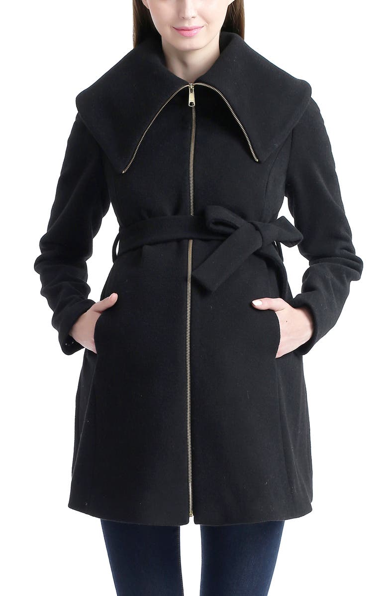 Kimi & Kai Mia Maternity Wool Coat, Alternate, color, Black