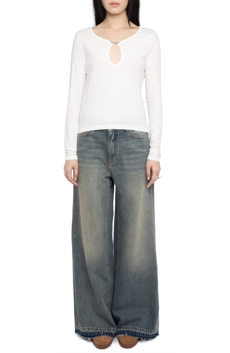 Zadig & Voltaire Tina Keyhole Long Sleeve Tee, Alternate, color, Judo