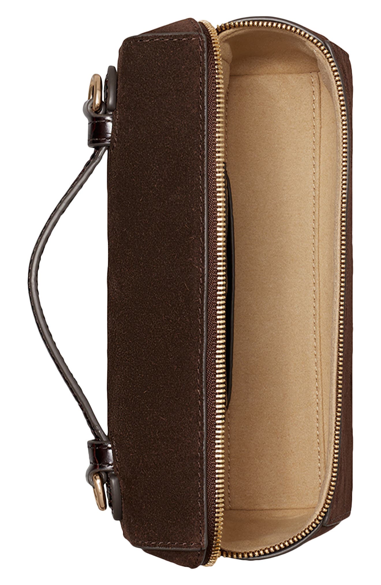 Romy Suede Slim Top Handle Bag, Alternate, color, DARK COCOA