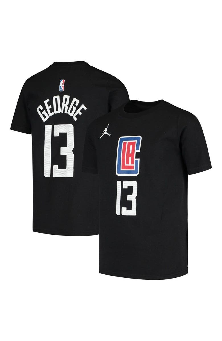 Jordan Brand Youth Jordan Brand Paul George Black LA Clippers Statement Edition Name & Number T-Shirt, Main, color, 
