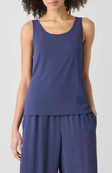 Eileen Fisher Slim Fit Scoop Neck Silk Tank