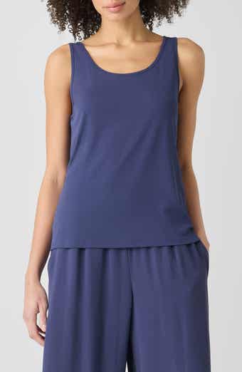 Eileen Fisher Slim Fit Scoop Neck Silk Tank