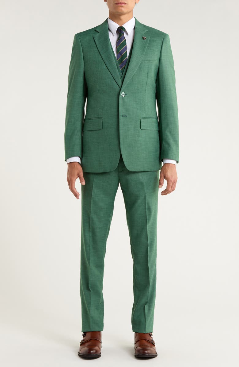 ZEGARIE Green Mélange 3-Piece Suit, Main, color, Green