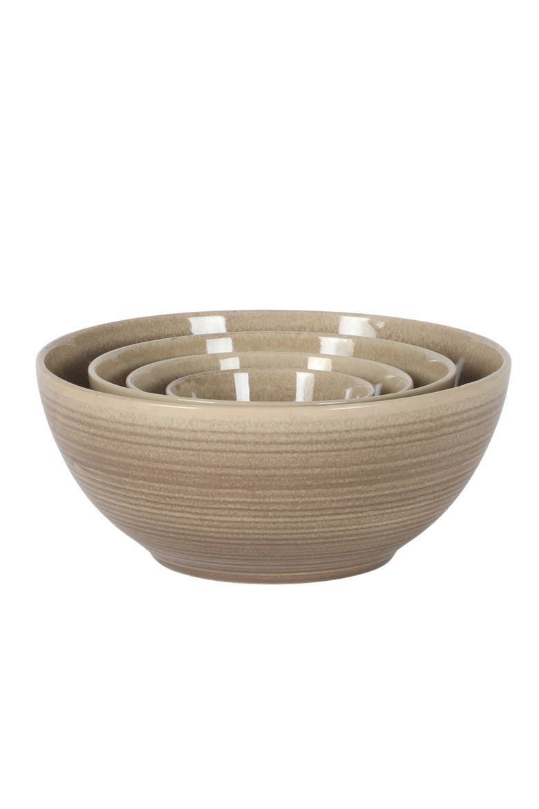Maple Grove 4 Piece Stoneware Nesting Bowl Set, Alternate, color, Taupe