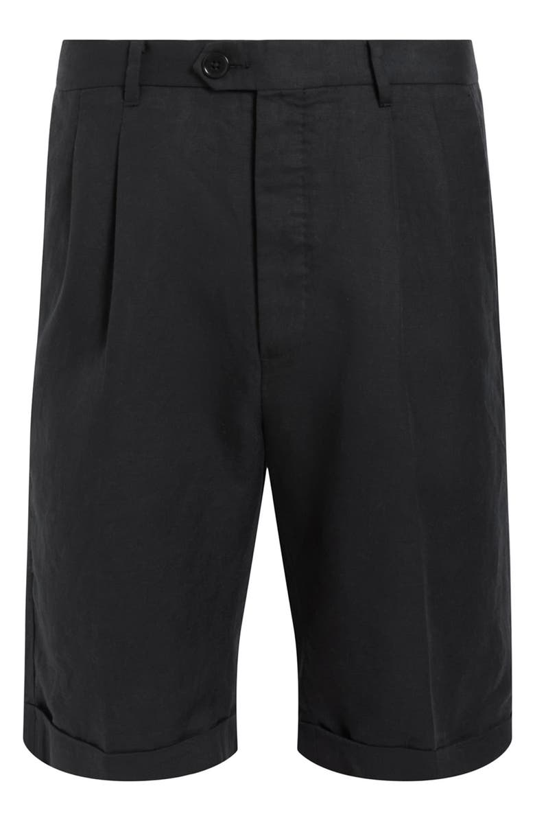 AllSaints Ora Tallis Pleated Cotton & Linen Shorts, Alternate, color, Faded Black