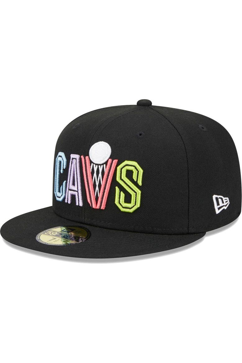 Men's New Era Black Cleveland Cavaliers Color Pack 59FIFTY Fitted Hat, Alternate, color, Black