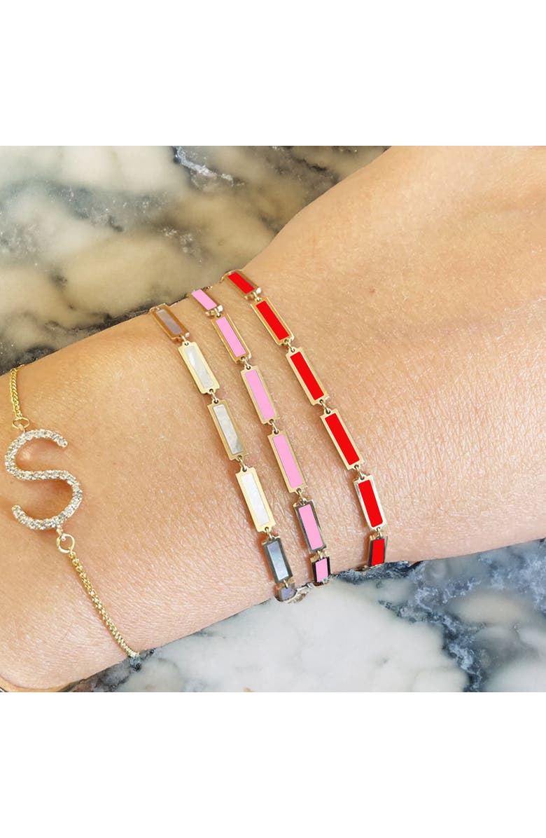 The Lovery Fine Jewelry Bubblegum Pink Bar Bracelet, Alternate, color, Bubblegum Pink