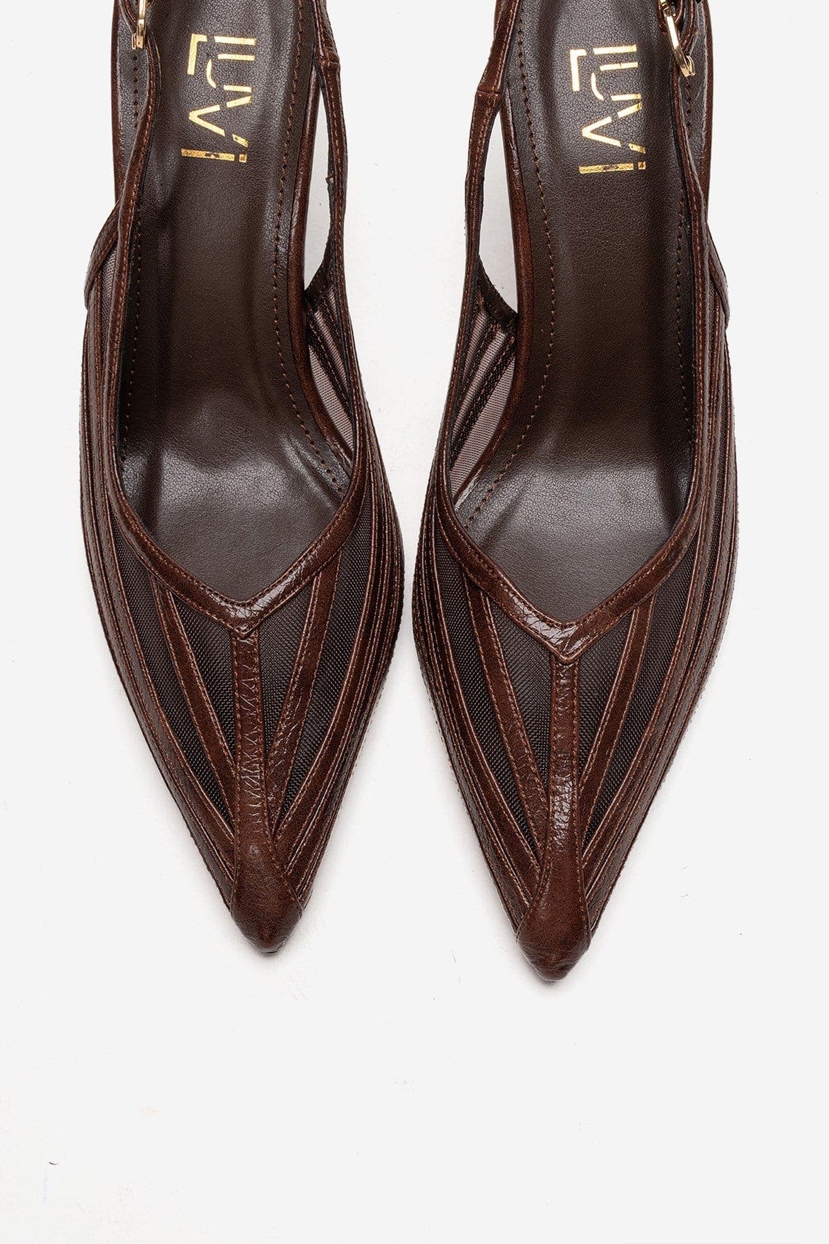Eleana Slingback Mesh Stiletto Pump, Alternate, color, Brown