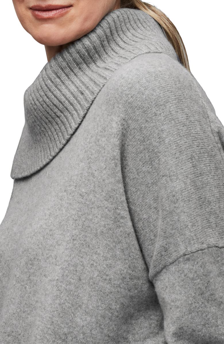 AllSaints Whitby Cashere & Wool Asymmetric Turtleneck Sweater, Alternate, color, Mid Grey Marl