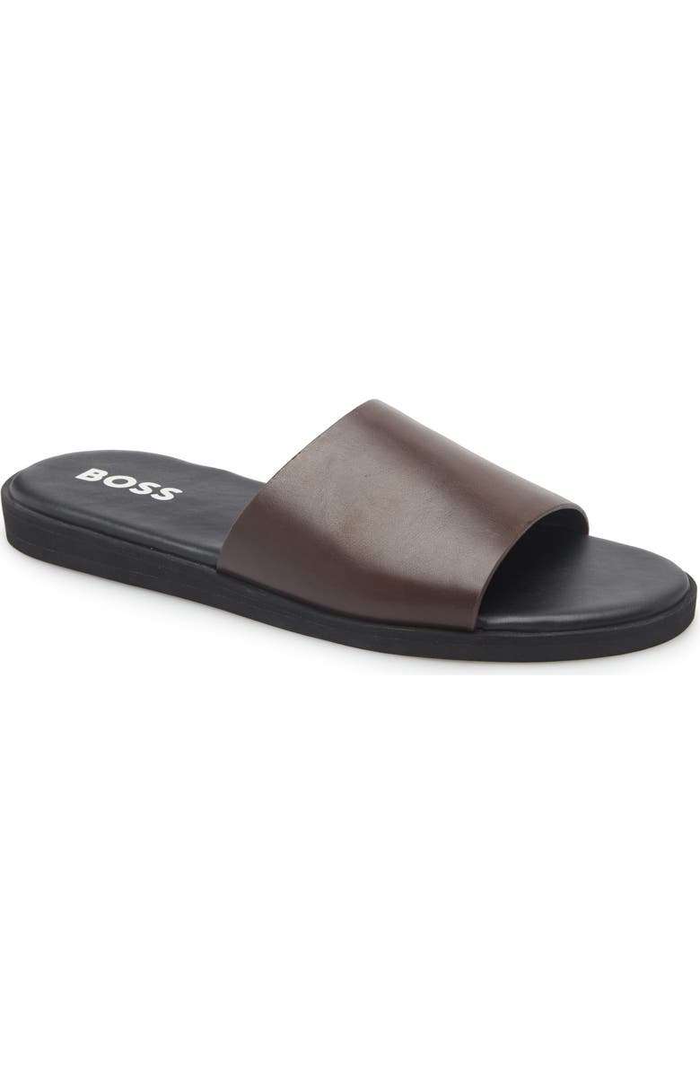 BOSS Darrel Slide Sandal, Main, color, Dark Brown
