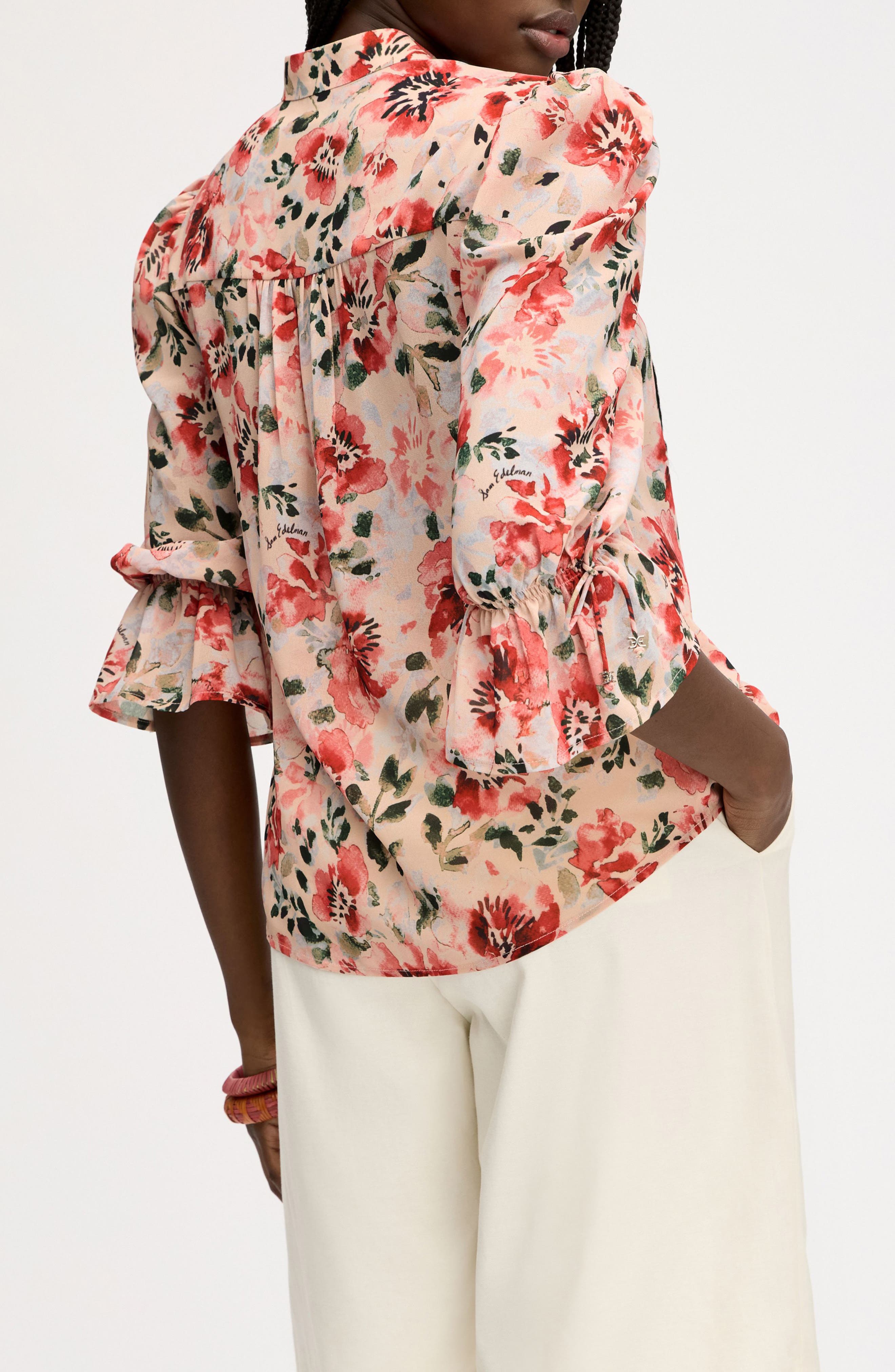 Floral Print Puff Sleeve Shirt - image 2
