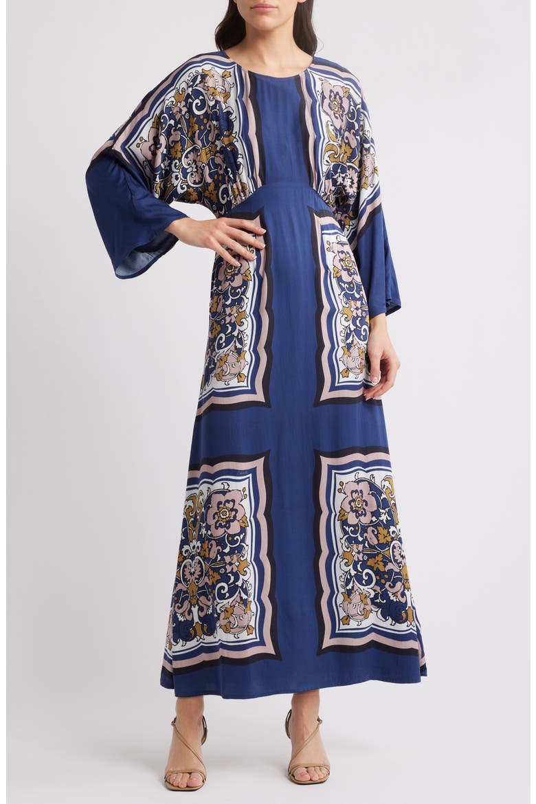 Fawn Long Sleeve Satin Maxi Dress, Main, color, FLORAL ANISE
