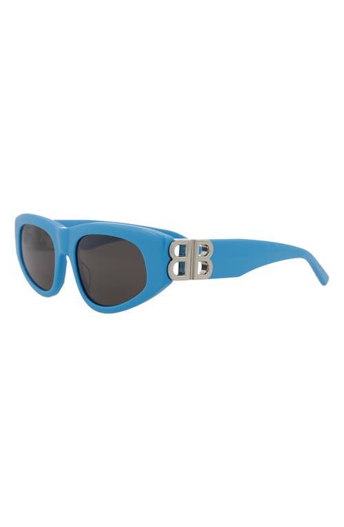Balenciaga Rectangle-frame Tinted Sunglases In Light Blue Silver Grey