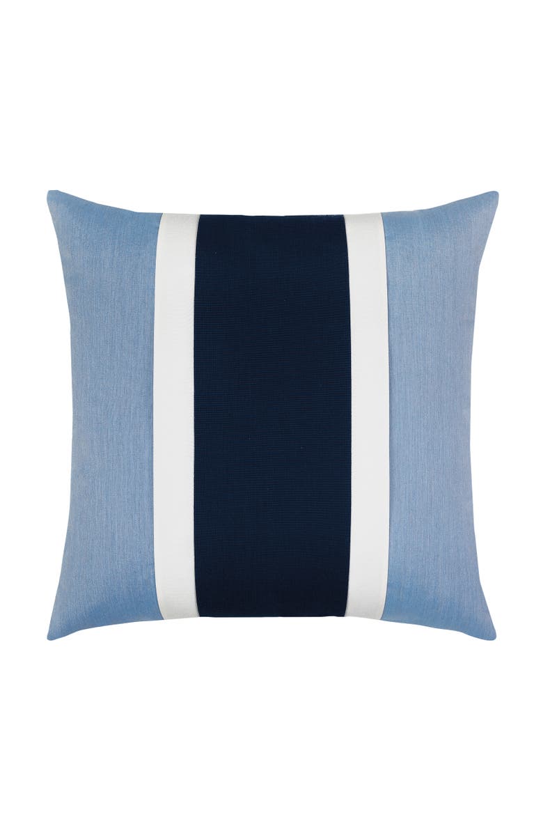 Elaine Smith Nevis panelled dimensional banded Indoor & Outdoor Woven Accent Pillow, Main, color, Ocean