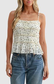 All in Favor Polka Dot Sleeveless Peplum Top