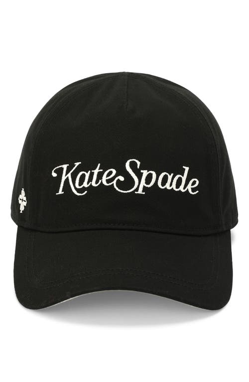 Kate Spade New York Magazine Script Twill Baseball Cap In Black