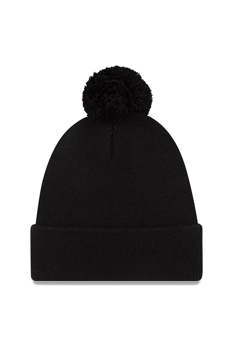 Men's New Era  Black Seattle Sounders FC  Wordmark Pom Cuffed Knit Hat, Alternate, color, Black