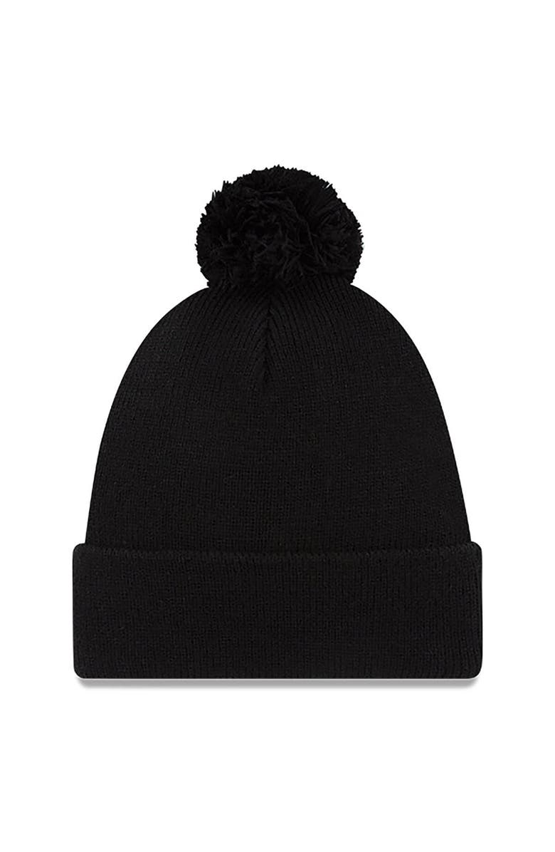 New Era Men's New Era  Black Seattle Sounders FC  Wordmark Pom Cuffed Knit Hat, Alternate, color, Black