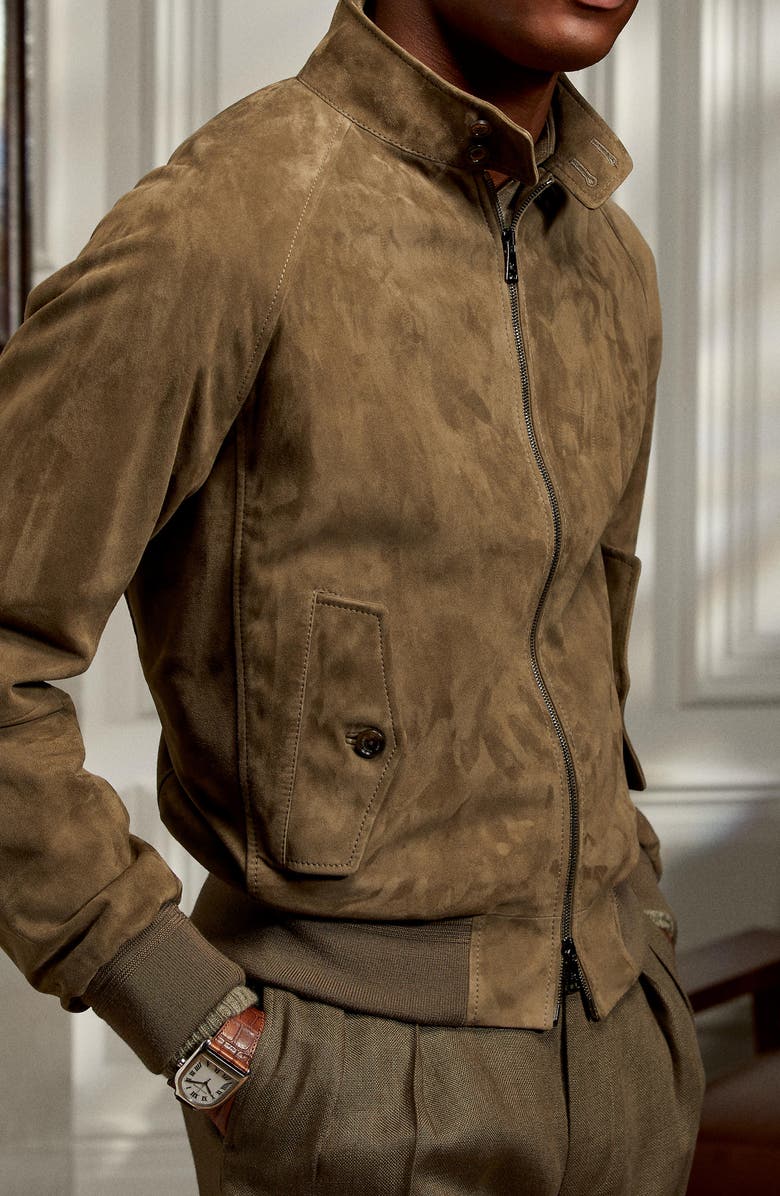 Ralph Lauren Purple Label Torrence Suede Bomber Jacket, Alternate, color,