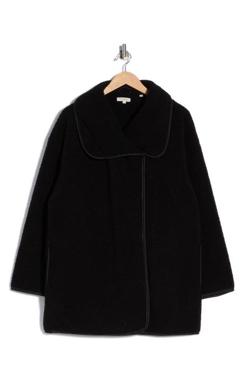 Wing Collar Faux Shearling Jacket