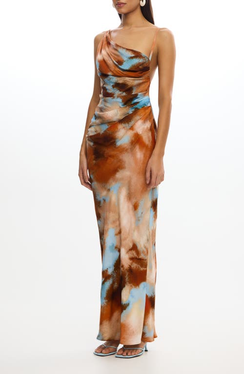 Significant Other Rhode Abstract Asymmetric Neck Gown In Brown