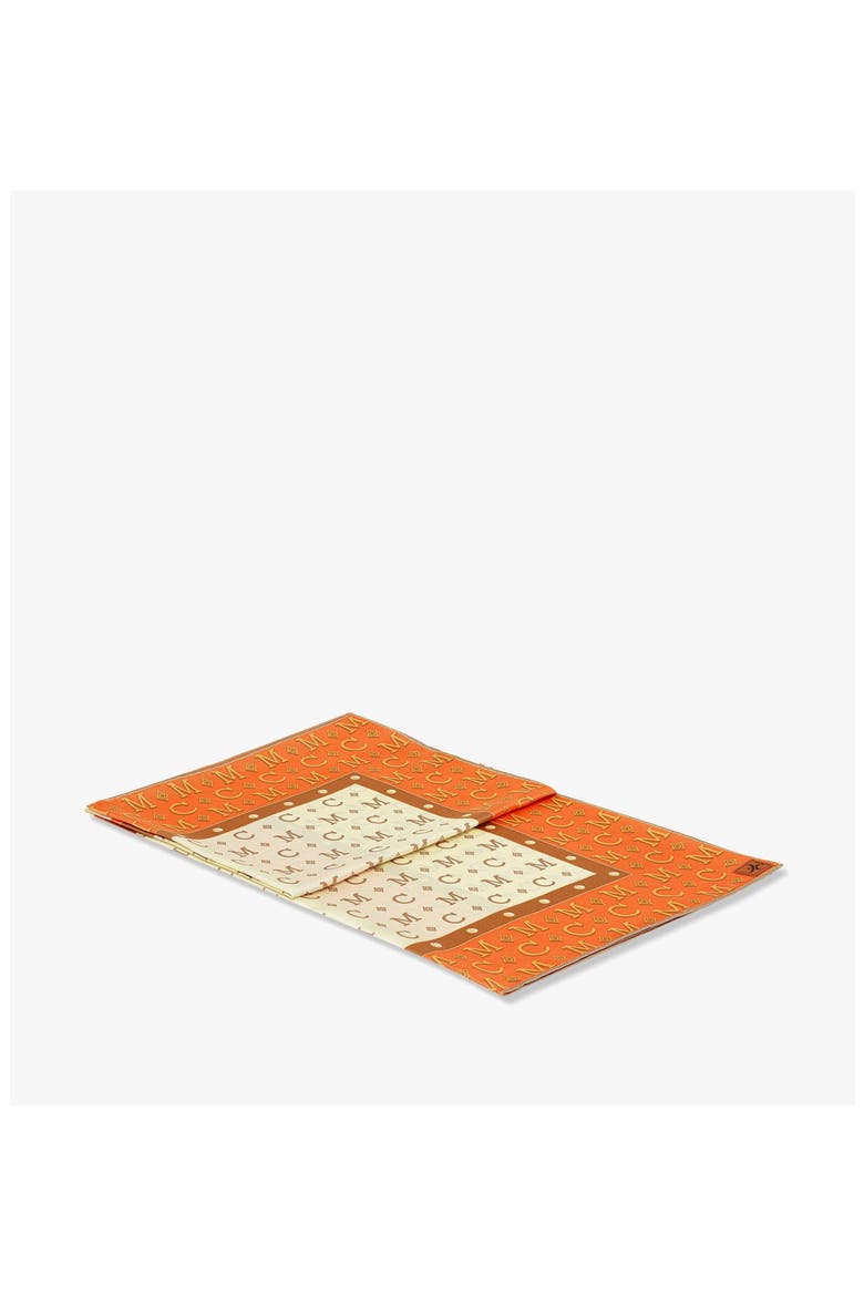 Diamond Monogram Scarf in Organic Silk, Alternate, color, Orange