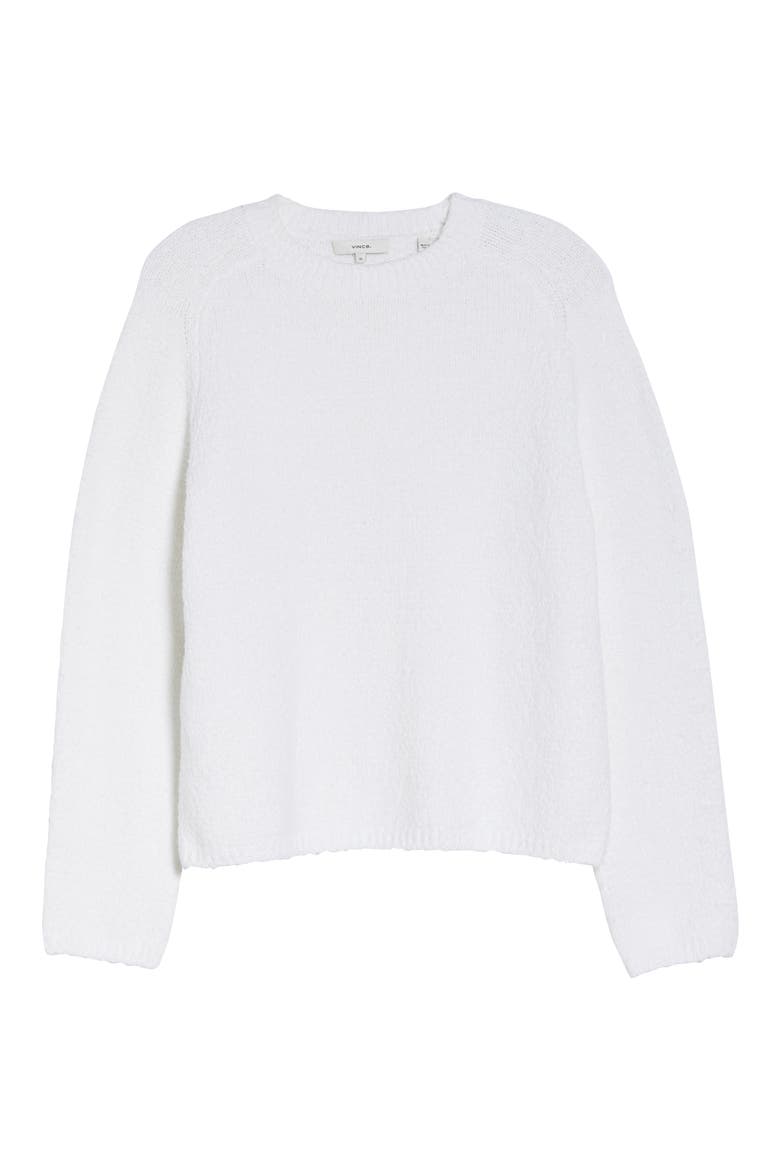 Crewneck Organic Cotton Blend Pebbled Sweater, Alternate, color, OPTIC WHITE