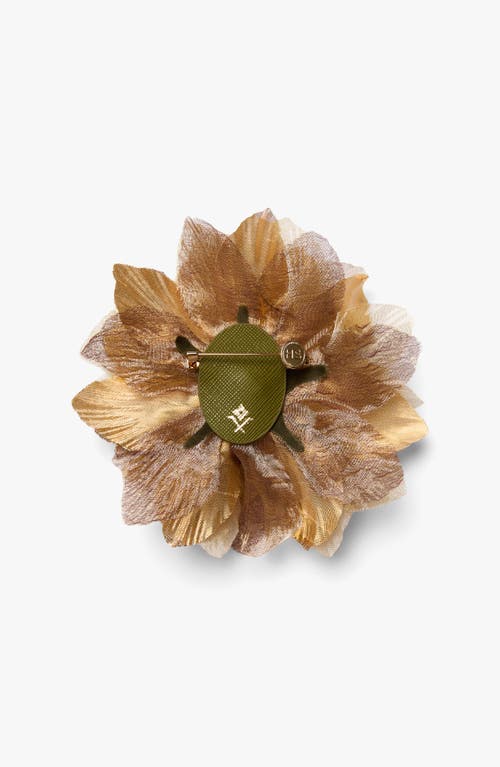 Helena Simon The Golden Poinsettia Floral Brooch In Gold