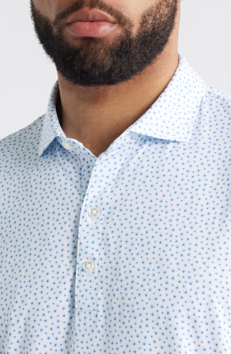 johnnie-O Plumeria Floral Featherweight Performance Polo, Alternate, color, Tide