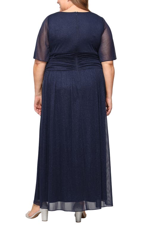 Sl Fashions Glitter Flutter Sleeve Gown In Multi