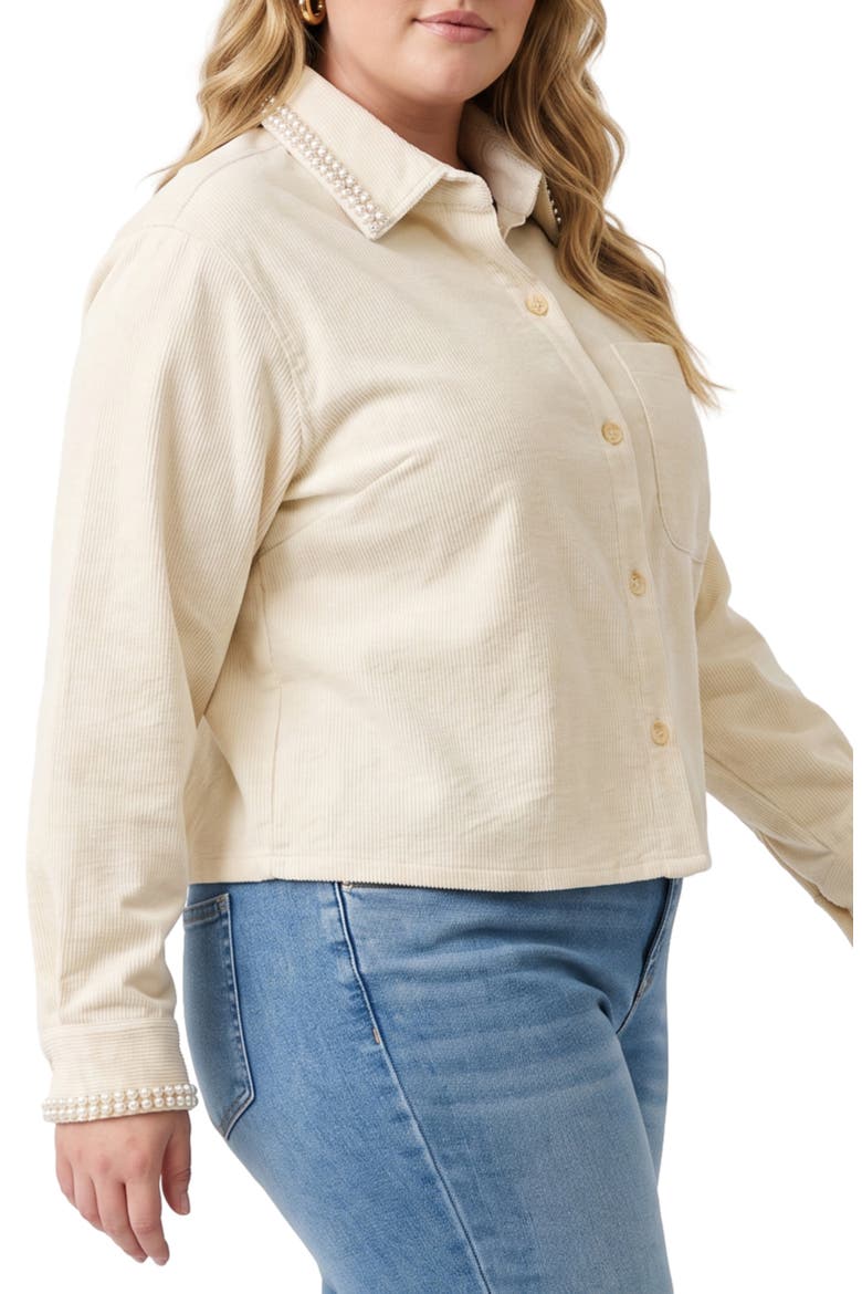 Embellished Corduroy Shirt, Alternate, color, BONE