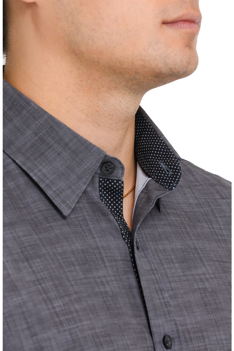 Slim Fit Stretch Chambray Button-Up Shirt, Alternate, color, CHARCOAL