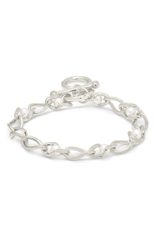 Sterling Forever 14k Gold Plated Amedea Synthetic Pearl Chain Bracelet In Silver