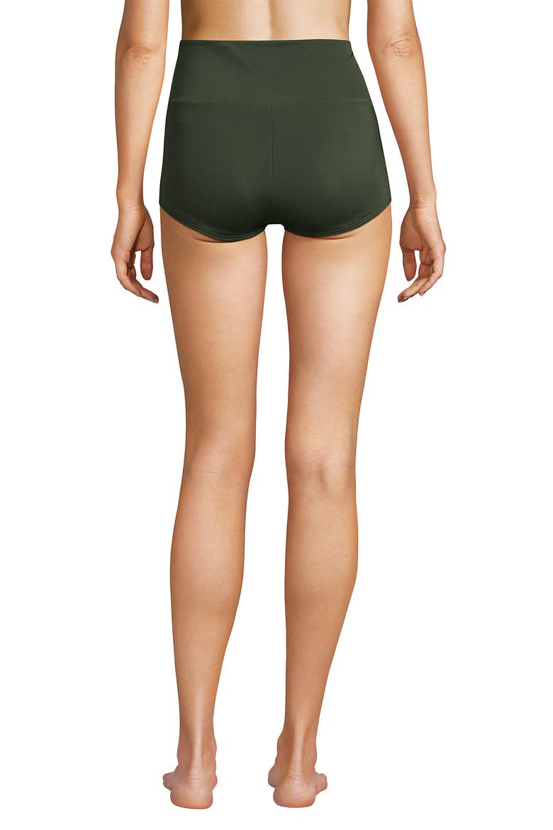 Tugless High Waisted Swim Boy Shorts, Alternate, color, Rich Olive Green
