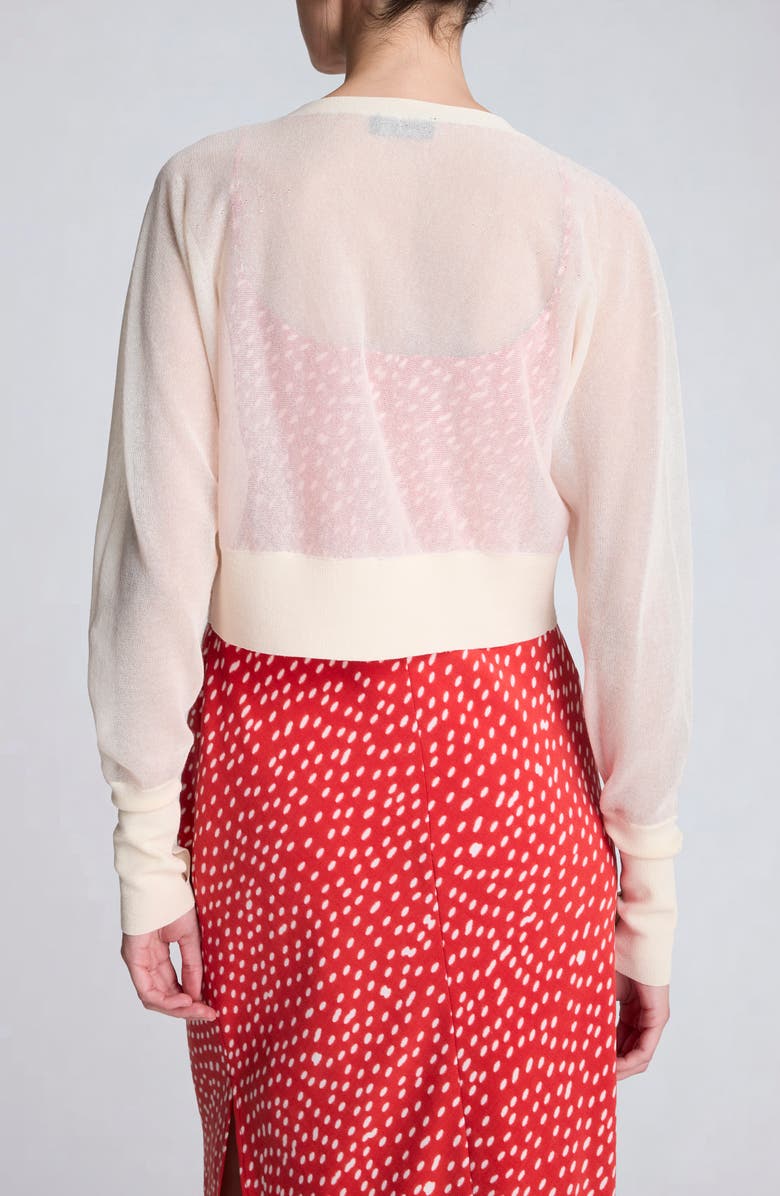 Kenneth Cole Crop Sheer Saddle Shoulder Cardigan, Alternate, color, Oyster
