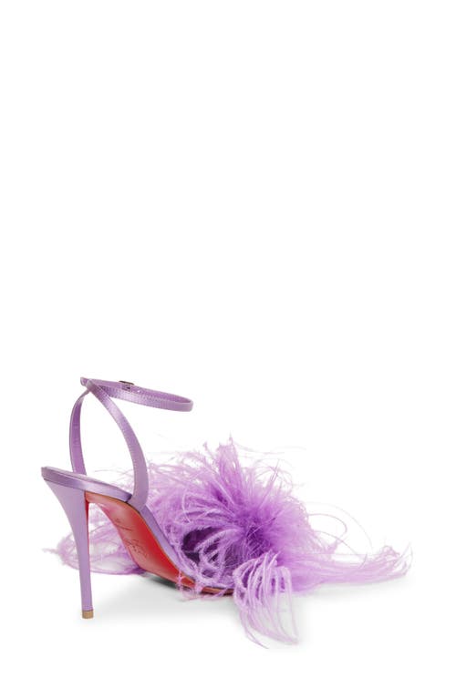 Christian Louboutin Miss Z Loubipoupi Feather Embellished Ankle Strap Sandal In Purple