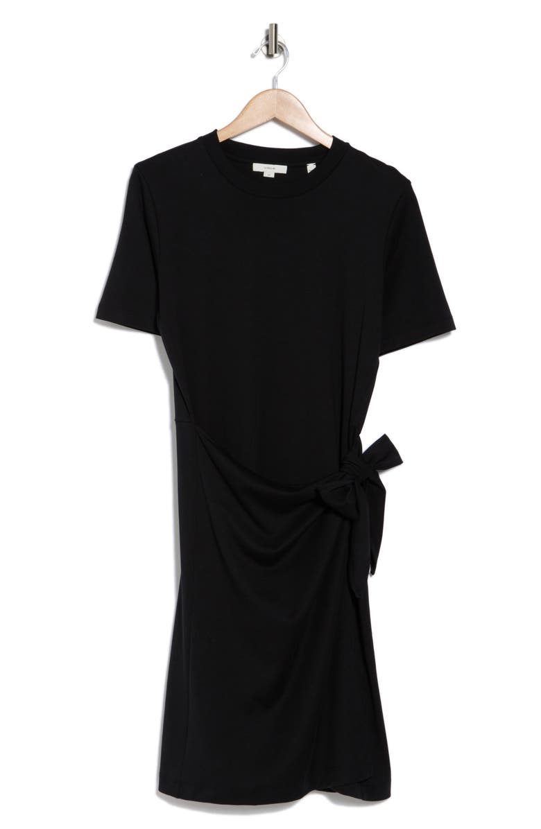Vince Short Sleeve Side Tie T-Shirt Dress, Alternate, color, Black