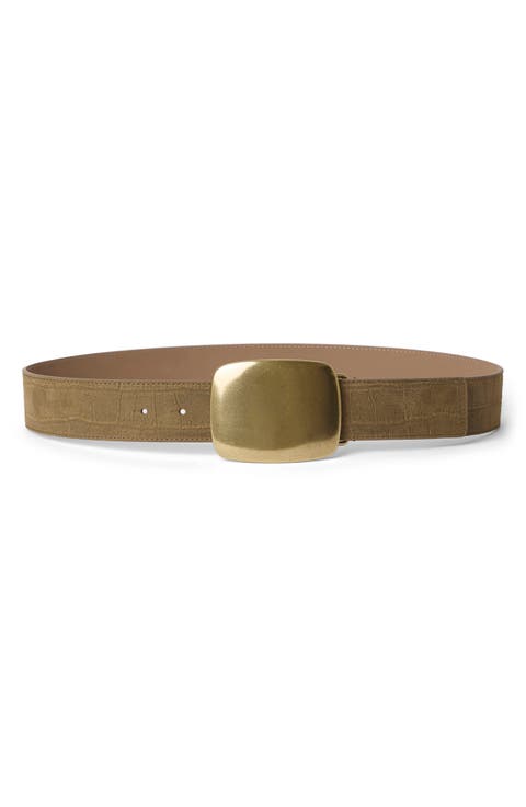 Leighton Croc Embossed Leather Belt