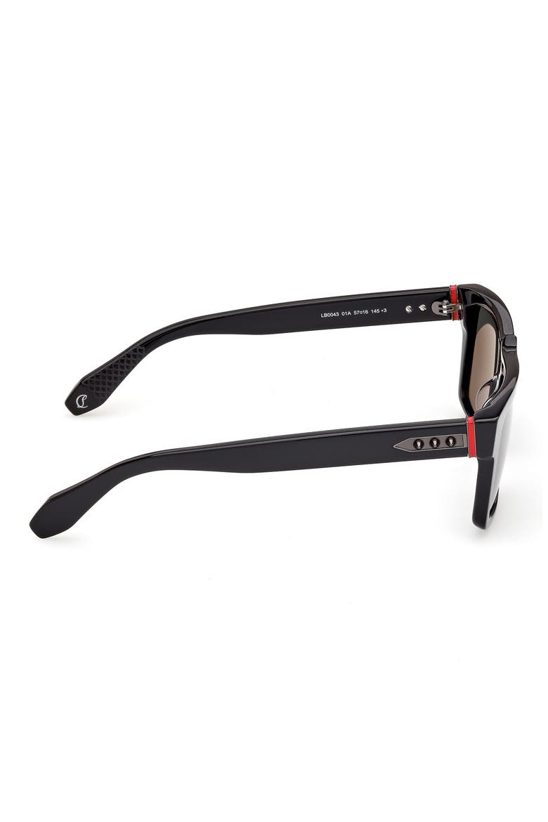 57mm Square Sunglasses, Alternate, color, BLACK/ GUNMETAL/ SMOKE