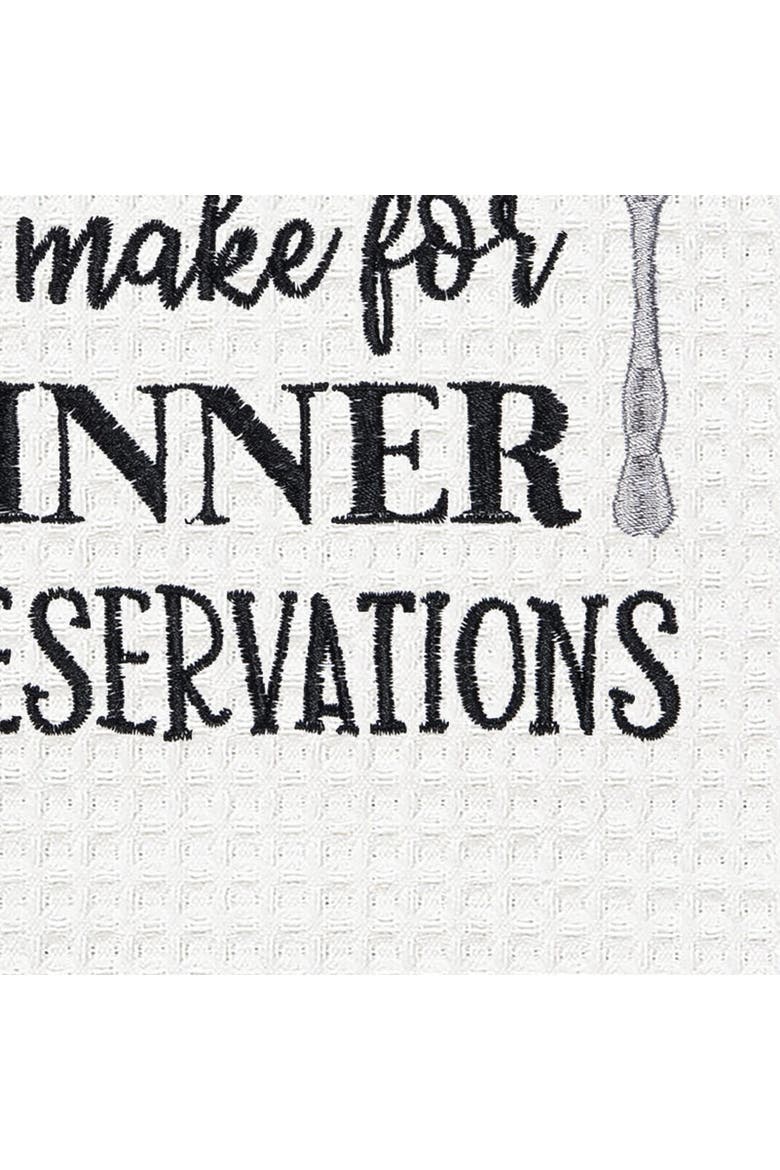 Dinner Reservations Kitchen Embroidered Waffle Hand Towel, Alternate, color, Black