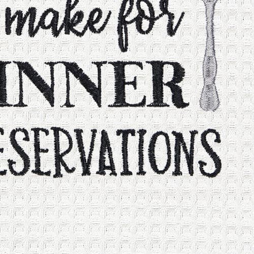 C & F Home C&f Home Dinner Reservations Kitchen Embroidered Waffle Hand Towel In White