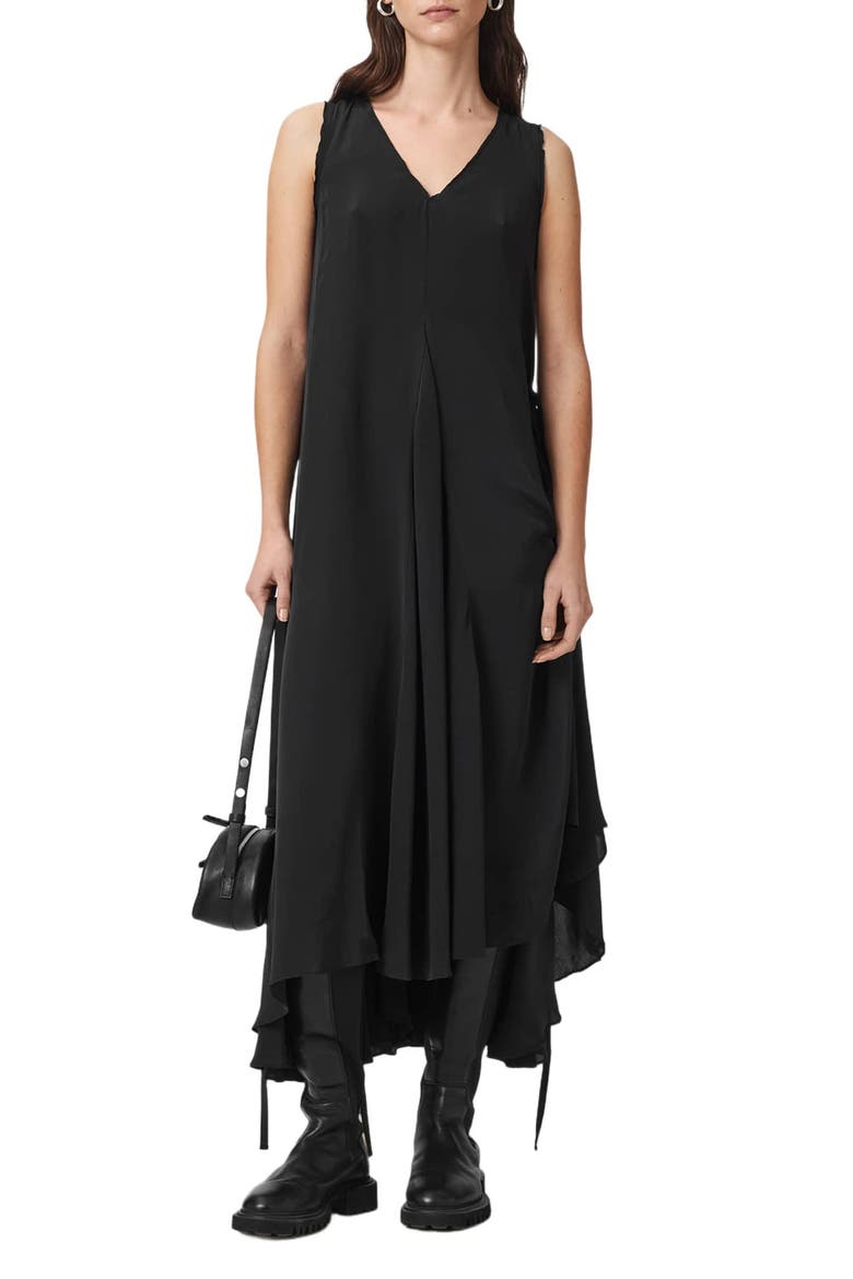 Sybil Midi Dress, Alternate, color, BLACK
