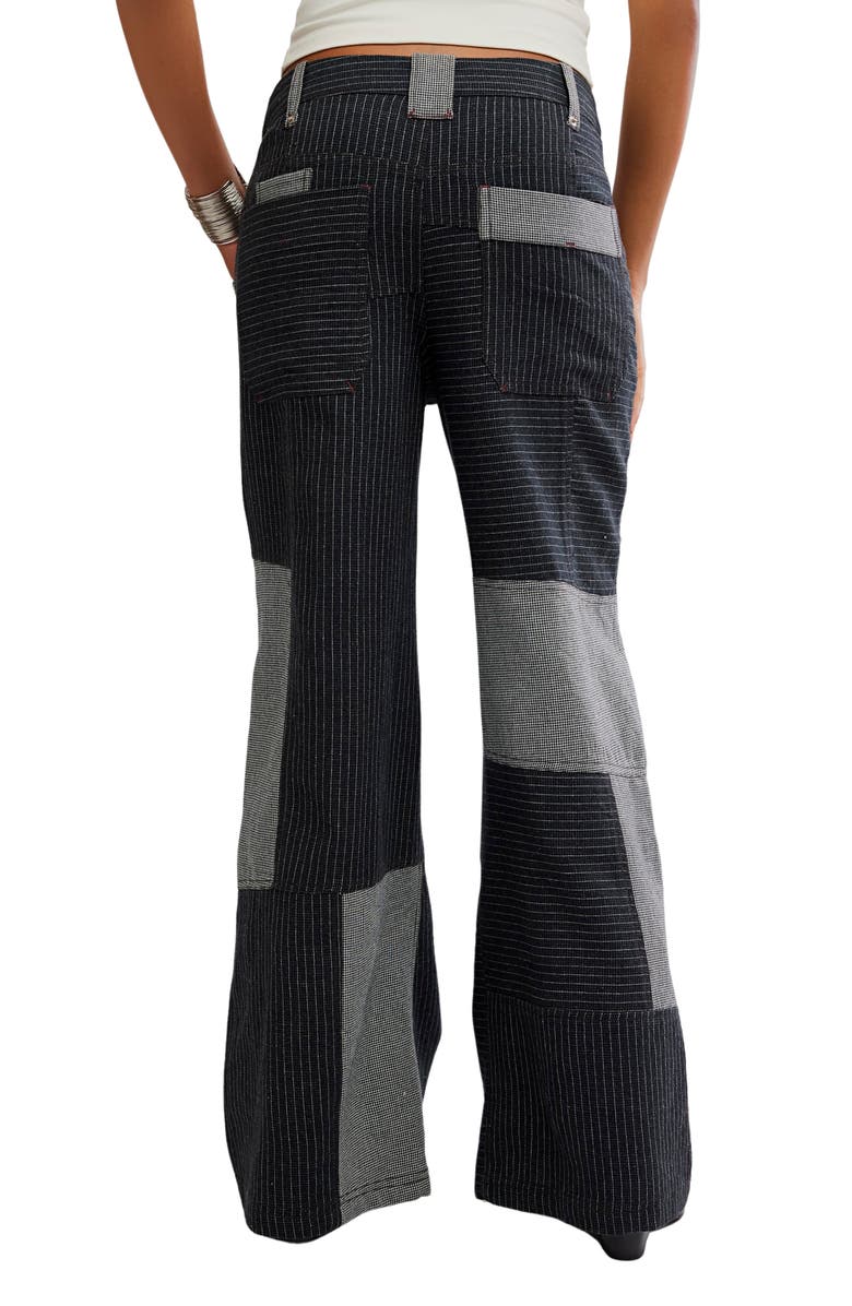 Free People This or That Patchwork Wide Leg Pants, Alternate, color, Black Combo