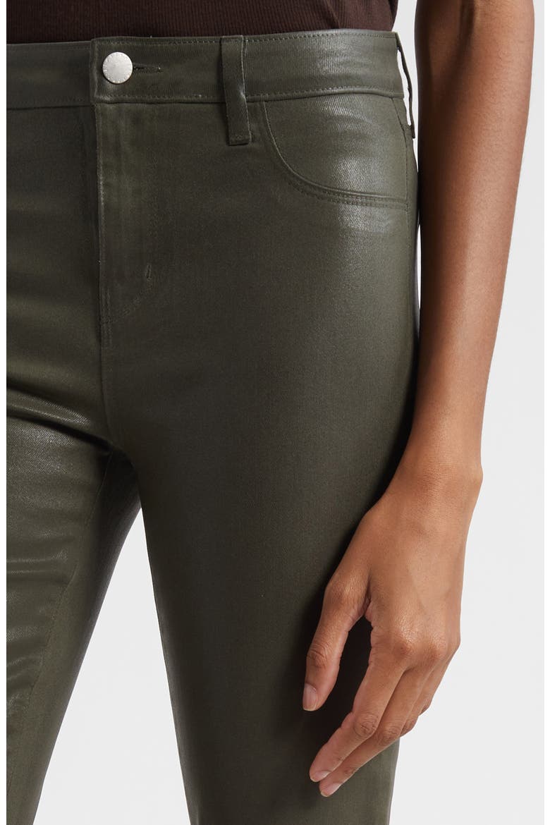 Ruth Coated High Waist Raw Hem Straight Leg Jeans, Alternate, color, DEEP OLIVE COATED