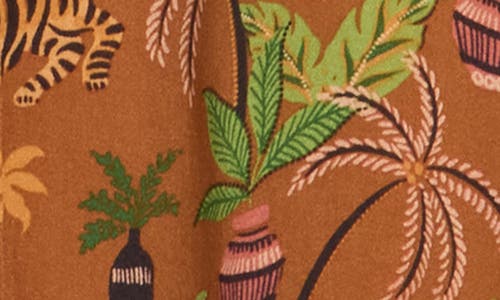 Democracy Print Button-up Shirt In Brown