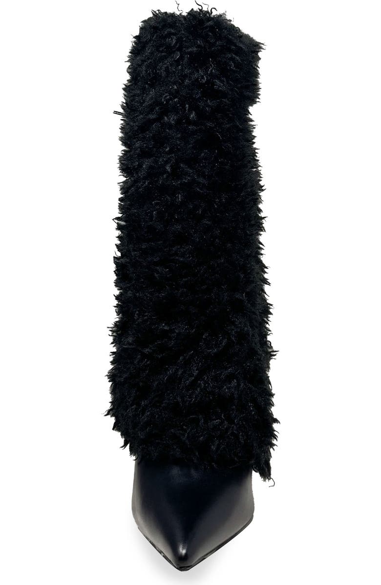 CHASE AND CHLOE Megham Faux Fur Wedge Heel Bootie, Alternate, color, Black