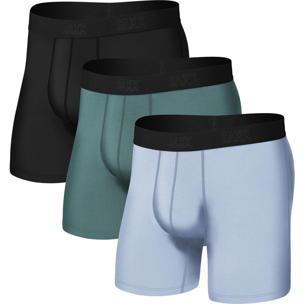 Saxx Assorted 3-pack Vibe Super Soft Slim Fit Boxer Briefs In Blk/ Pine Green/ Skywy