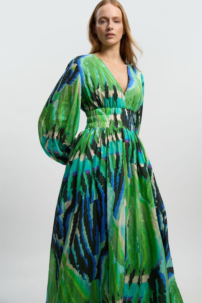 Plunge V-Neck Maxi Dress, Alternate, color, Multi
