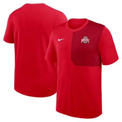 Men's Nike Scarlet Ohio State Buckeyes 2025 Sideline UV Performance Coach T-Shirt