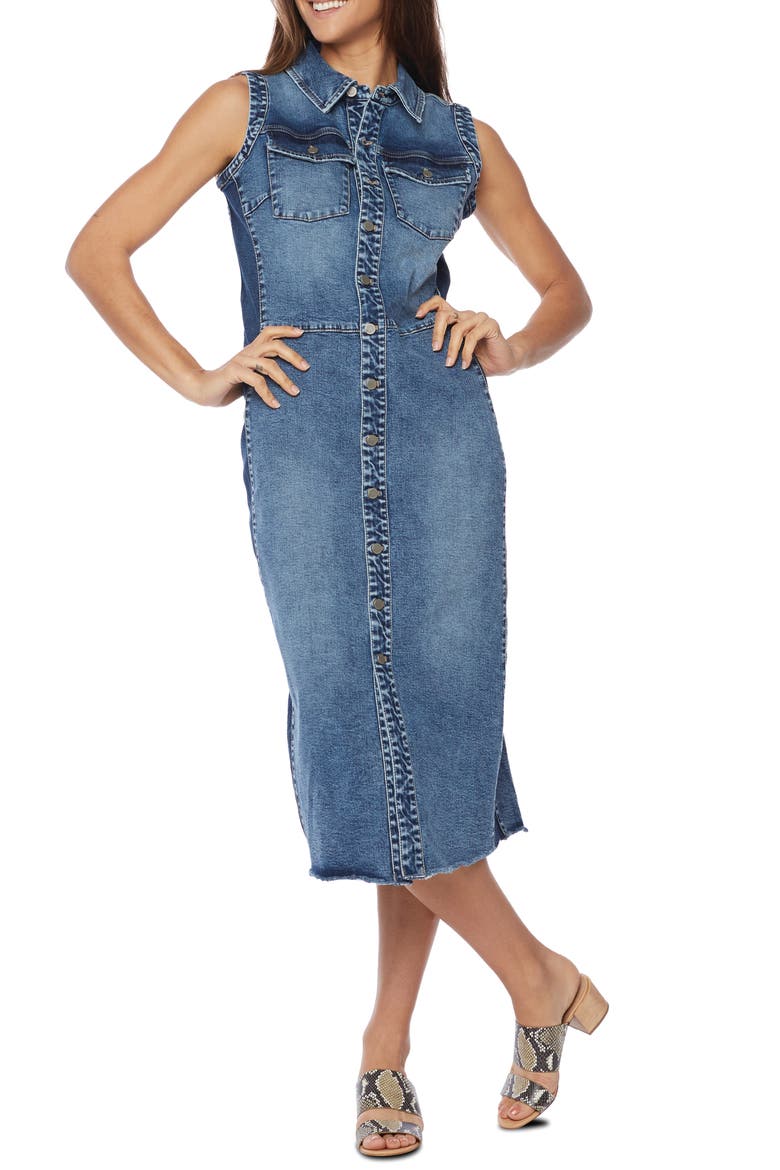 Sleeveless Denim Shirtdress, Main, color, BARN BLUE